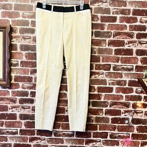 Tristan Cream Dress Pants with Black Waistband